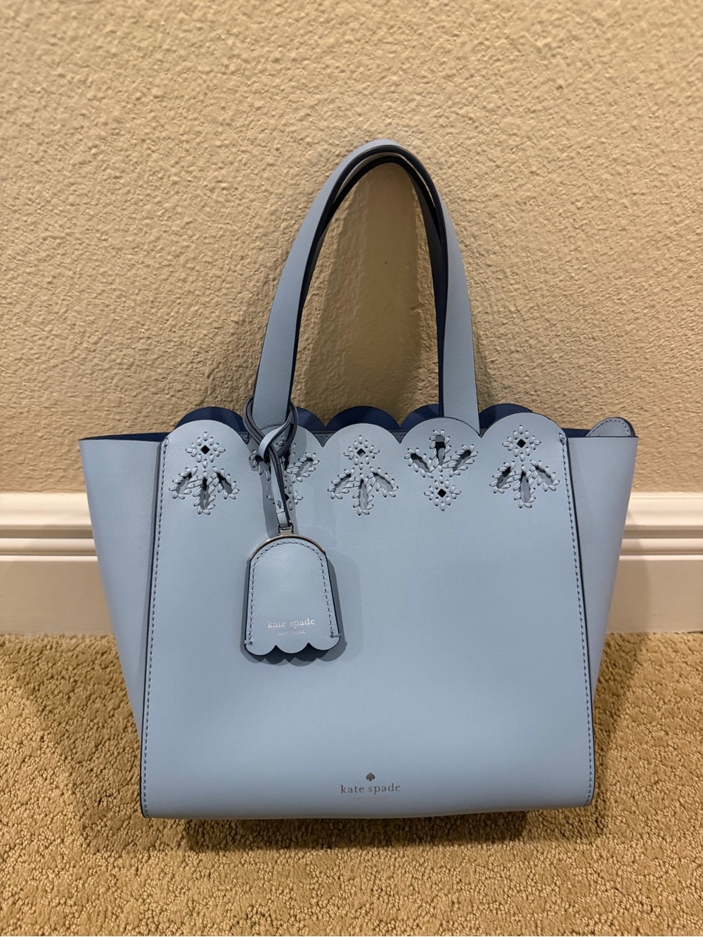 kate spade magnolia street eyelet mini mina leather satchel blue dawn